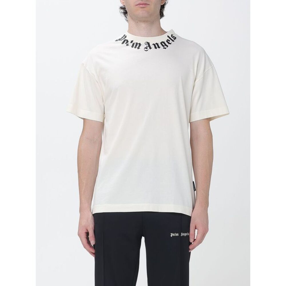 Palm Angels Cotton T-Shirt With Printed Logo And Dropped Shoulders